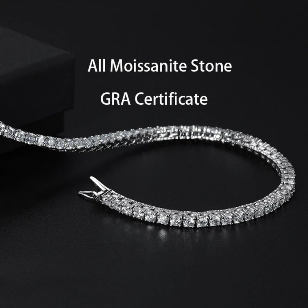12.5-Carats Tennis Necklace GRA Certified Moissanite D/VVS1 Sterling Silver 16" - Picture 5 of 7